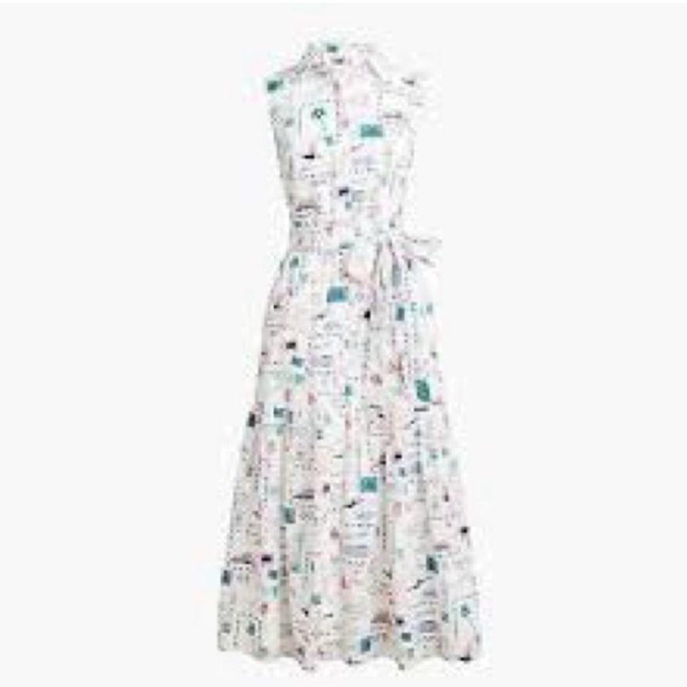 J. Crew White and Blue Patterned Maxi Dress